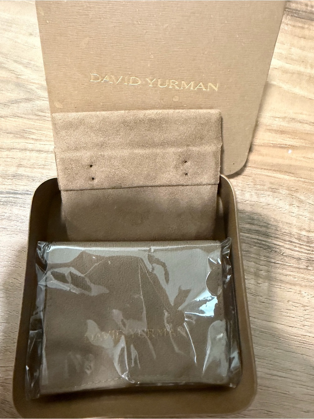 David Yurman Taupe Jewelry Box and Suede Pouch